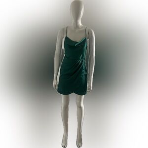 Zara Teal Satin Slip Dress